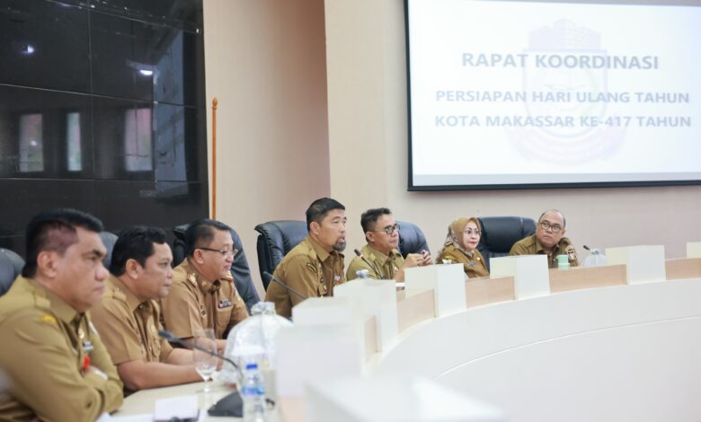 Pjs Wali Kota Arwin Azis Pimpin Rakor Persiapan HUT Kota Makassar ke-417, Dorong Kolaborasi dan Pengabdian Masyarakat