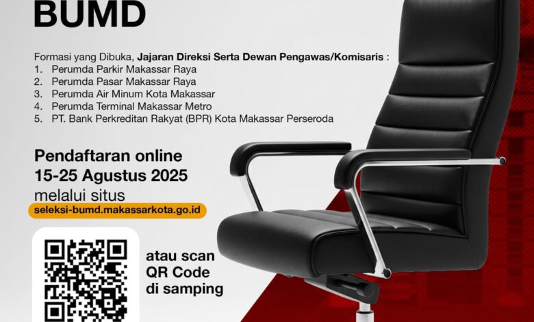 Pemkot Makassar Buka Pintu Cari Nahkoda Baru BUMD, Mulai Tanggal 15-25 Agustus