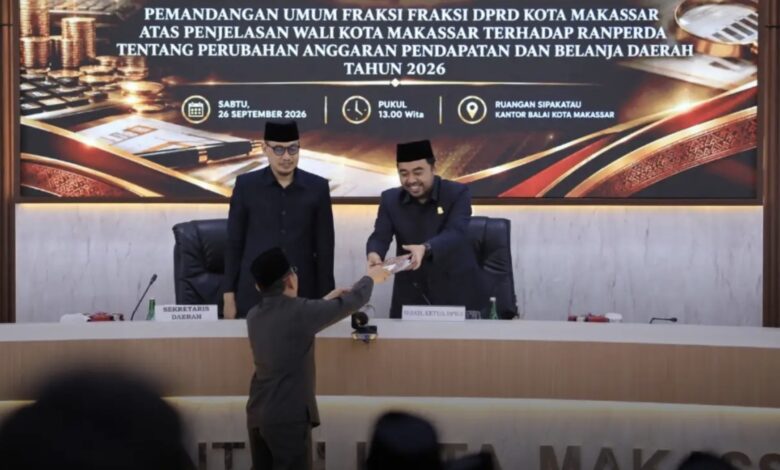 DPRD Makassar Gelar Paripurna Pemandangan Umum Fraksi atas Ranperda Perubahan APBD 2026
